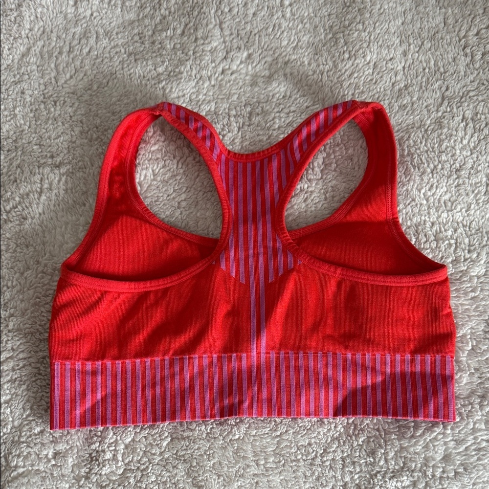 Red and Pink Striped Sports Bra - Picture 2 of 5